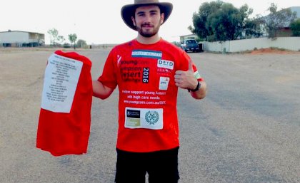 Zachary Fook in Birdsville, where the Simpsons Desert Challenge begins. Zachary Fook in Birdsville, where the Simpsons Desert Challenge begins.