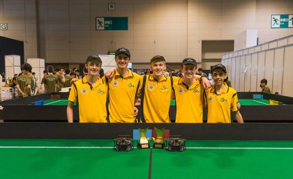 Robocup International Championships third-place winners from Brisbane Boys' College in Nagoya, Japan. Robocup International Championships third-place winners from Brisbane Boys' College in Nagoya, Japan.