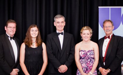 The Hon John McVeigh, Ms Eryn Wrigley, Professor Stephen Walker, Ms Hannah Avery and Professor Ray Collins at a black tie dinner for 20th anniversary celebrations of UQ's Agribusiness and Rural Management program. The Hon John McVeigh, Ms Eryn Wrigley, Professor Stephen Walker, Ms Hannah Avery and Professor Ray Collins at a black tie dinner for 20th anniversary celebrations of UQ's Agribusiness and Rural Management program.