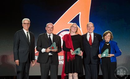 Prince Albert II of Monaco (second from right), with, from left, host Ted Danson and award-winners Professor Ove Hoegh-Guldberg, Mrs Caroline Pollock and Dr Sylvia Earle. Prince Albert II of Monaco (second from right), with, from left, host Ted Danson and award-winners Professor Ove Hoegh-Guldberg, Mrs Caroline Pollock and Dr Sylvia Earle.