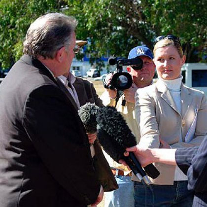 Bruce Redman (centre) films Family First candidate John Lewis during the 2004 Federal Election campaign Bruce Redman (centre) films Family First candidate John Lewis during the 2004 Federal Election campaign