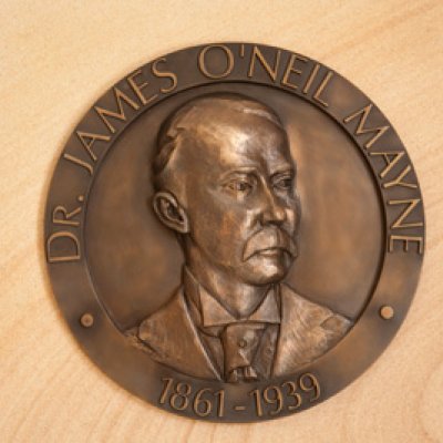 The medallion in honour of Dr James O'Neil Mayne